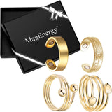MagEnergy Copper Rings for Women for Arthritis 99.9% Pure Copper Lymph Detox Magnetic Therapy Rings for Finger Joint Pain Jewelry Gift(4pcs)
