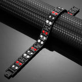 MagEnergy Titanium Steel Magnetic Bracelets for Men,4 Element Double Row Ultra Strength Magnets Wristband Magnetic Brazaletes with Adjustable Links Removal Tool & Jewelry Gift Box (Black)