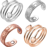 MagEnergy Copper Rings for Women for Arthritis 99.9% Pure Copper Lymph Detox Magnetic Therapy Rings for Finger Joint Pain Jewelry Gift(4pcs)