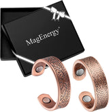 MagEnergy Copper Rings for Men Women, Magnetic Therapy for Arthritis and Joint Pain, 99.9% Pure Copper with Magnets Adjustable Ring for Fingers Thumb-2PCS