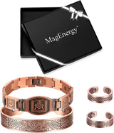 MagEnergy Copper Bracelet for Men for Joint Pain 99.9% Pure Copper Magnetic Bracelet Adjustable Jewelry Gifts with Sizing Tool