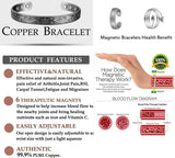 MagEnergy Copper Bracelets for Women for Pain Relief, Magnetic Pure Copper Bracelet Ring Set with 3500 Gauss Magnets, Adjustable Copper Health Jewelry Gifts