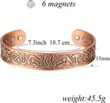 MagEnergy Copper Bracelet for Men 99.9% Pure Copper Magnetic Bangles with 6pcs 3500 Gauss Magnets Adjustable Jewelry Gift