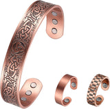MagEnergy Copper Bracelet for Men 99.9% Pure Copper Magnetic Bangles with 6pcs 3500 Gauss Magnets Adjustable Jewelry Gift