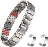 Titanium Magnetic Bracelets for Men Pure Titanium Bracelet 4 Elements 3500 Gauss Magnets Ultra Titanium Men's Adjustable Bracelets with Remove Tool & Jewellry Gift Box