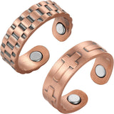 MagEnergy Copper Rings for Men Women, Magnetic Therapy for Arthritis and Joint Pain, 99.9% Pure Copper with Magnets Adjustable Ring for Fingers Thumb-2PCS