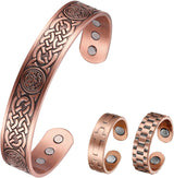 MagEnergy Copper Bracelet for Men 99.9% Pure Copper Magnetic Bangles with 6pcs 3500 Gauss Magnets Adjustable Jewelry Gift