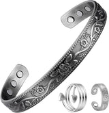 MagEnergy Copper Bracelets for Women for Pain Relief, Magnetic Pure Copper Bracelet Ring Set with 3500 Gauss Magnets, Adjustable Copper Health Jewelry Gifts