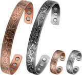 MagEnergy Copper Bracelets for Women for Pain Relief, Magnetic Pure Copper Bracelet Ring Set with 3500 Gauss Magnets, Adjustable Copper Health Jewelry Gifts