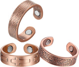 MagEnergy Copper Rings for Men Women, Magnetic Therapy for Arthritis and Joint Pain, 99.9% Pure Copper with Magnets Adjustable Ring for Fingers Thumb-2PCS