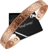 MagEnergy Copper Bracelets for Women for Pain Relief, Magnetic Pure Copper Bracelet Ring Set with 3500 Gauss Magnets, Adjustable Copper Health Jewelry Gifts