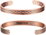 MagEnergy Copper Bracelets for Women 99.9% Pure Copper Magnetic Bracelet Adjustable Bangle Gift Box