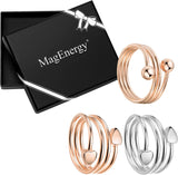 MagEnergy Copper Rings for Women for Arthritis 99.9% Pure Copper Lymph Detox Magnetic Therapy Rings for Finger Joint Pain Jewelry Gift(2pcs)