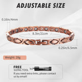 MagEnergy Copper Bracelets for Women 99.9% Pure Copper Magnetic Link Bracelet, Adjustable Bracelet Jewelry Gifts with Sizing Tool