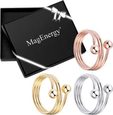 MagEnergy Copper Rings for Women, Magnetic Therapy for Arthritis and Joint Pain, 99.9% Pure Copper with Magnets Adjustable Ring for Fingers Thumb-3PCS