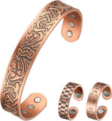 MagEnergy Copper Bracelet for Men 99.9% Pure Copper Magnetic Bangles with 6pcs 3500 Gauss Magnets Adjustable Jewelry Gift