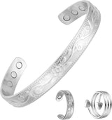 MagEnergy Copper Bracelets for Women for Pain Relief, Magnetic Pure Copper Bracelet Ring Set with 3500 Gauss Magnets, Adjustable Copper Health Jewelry Gifts