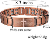 MagEnergy Copper Cross Bracelet for Men – Ultra Strength Magnetic Copper Mens Cross Bracelets with Ring – Adjustable Bracelet with Sizing Tool Jewelry Gift
