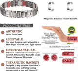 Titanium Magnetic Bracelets for Men Pure Titanium Bracelet 4 Elements 3500 Gauss Magnets Ultra Titanium Men's Adjustable Bracelets with Remove Tool & Jewellry Gift Box