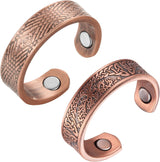 MagEnergy Copper Rings for Men Women, Magnetic Therapy for Arthritis and Joint Pain, 99.9% Pure Copper with Magnets Adjustable Ring for Fingers Thumb-2PCS