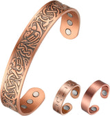 MagEnergy Copper Bracelet for Men 99.9% Pure Copper Magnetic Bangles with 6pcs 3500 Gauss Magnets Adjustable Jewelry Gift