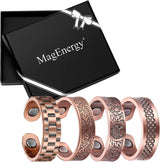MagEnergy Copper Rings for Men Women, Magnetic Therapy for Arthritis and Joint Pain, 99.9% Pure Copper with Magnets Adjustable Ring for Fingers Thumb-2PCS
