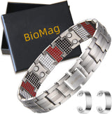 Titanium Magnetic Bracelets for Men Pure Titanium Bracelet 4 Elements 3500 Gauss Magnets Ultra Titanium Men's Adjustable Bracelets with Remove Tool & Jewellry Gift Box