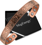 MagEnergy Copper Bracelets for Women for Pain Relief, Magnetic Pure Copper Bracelet Ring Set with 3500 Gauss Magnets, Adjustable Copper Health Jewelry Gifts