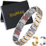 Titanium Magnetic Bracelets for Men Pure Titanium Bracelet 4 Elements 3500 Gauss Magnets Ultra Titanium Men's Adjustable Bracelets with Remove Tool & Jewellry Gift Box