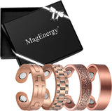 MagEnergy Copper Rings for Men Women, Magnetic Therapy for Arthritis and Joint Pain, 99.9% Pure Copper with Magnets Adjustable Ring for Fingers Thumb-2PCS