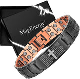 MagEnergy Copper Bracelet for Men 99.9% Pure Copper Magnetic Bracelet with 2 Row Magnets Adjustable Bracelet Length with Sizing Tool