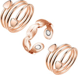 MagEnergy Copper Rings for Women for Arthritis 99.9% Pure Copper Lymph Detox Magnetic Therapy Rings for Finger Joint Pain Jewelry Gift(4pcs)