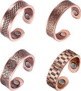 MagEnergy Copper Rings for Men Women, Magnetic Therapy for Arthritis and Joint Pain, 99.9% Pure Copper with Magnets Adjustable Ring for Fingers Thumb-2PCS