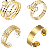 MagEnergy Copper Rings for Women for Arthritis 99.9% Pure Copper Lymph Detox Magnetic Therapy Rings for Finger Joint Pain Jewelry Gift(4pcs)