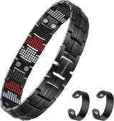 Titanium Magnetic Bracelets for Men Pure Titanium Bracelet 4 Elements 3500 Gauss Magnets Ultra Titanium Men's Adjustable Bracelets with Remove Tool & Jewellry Gift Box