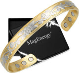 MagEnergy Copper Bracelets for Women for Pain Relief, Magnetic Pure Copper Bracelet Ring Set with 3500 Gauss Magnets, Adjustable Copper Health Jewelry Gifts
