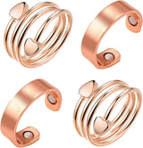MagEnergy Copper Rings for Women for Arthritis 99.9% Pure Copper Lymph Detox Magnetic Therapy Rings for Finger Joint Pain Jewelry Gift(4pcs)