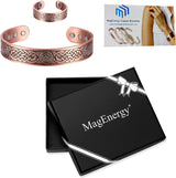 MagEnergy Copper Bracelet for Men 99.9% Pure Copper Magnetic Bangles with 6pcs 3500 Gauss Magnets Adjustable Jewelry Gift