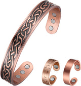 MagEnergy Copper Bracelet for Men 99.9% Pure Copper Magnetic Bangles with 6pcs 3500 Gauss Magnets Adjustable Jewelry Gift
