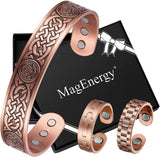MagEnergy Copper Bracelet for Men 99.9% Pure Copper Magnetic Bangles with 6pcs 3500 Gauss Magnets Adjustable Jewelry Gift