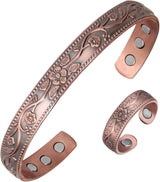 MagEnergy Copper Bracelets for Women for Pain Relief, Magnetic Pure Copper Bracelet Ring Set with 3500 Gauss Magnets, Adjustable Copper Health Jewelry Gifts