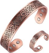 MagEnergy Copper Bracelet for Men 99.9% Pure Copper Magnetic Bangles with 6pcs 3500 Gauss Magnets Adjustable Jewelry Gift