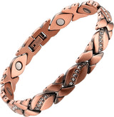 MagEnergy Copper Bracelets for Women 99.9% Pure Copper Magnetic Link Bracelet, Adjustable Bracelet Jewelry Gifts with Sizing Tool