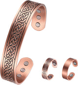 MagEnergy Copper Bracelet for Men 99.9% Pure Copper Magnetic Bangles with 6pcs 3500 Gauss Magnets Adjustable Jewelry Gift