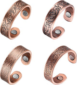 MagEnergy Copper Rings for Men Women, Magnetic Therapy for Arthritis and Joint Pain, 99.9% Pure Copper with Magnets Adjustable Ring for Fingers Thumb-2PCS