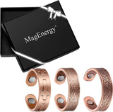 MagEnergy Copper Rings for Men Women, Magnetic Therapy for Arthritis and Joint Pain, 99.9% Pure Copper with Magnets Adjustable Ring for Fingers Thumb-2PCS
