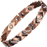 MagEnergy Pure Copper Magnetic Bracelet for Women Copper Wristband with 3500 Gauss Magnets Adjustable Jewelry Gifts (Copper Cross)