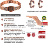 MagEnergy Copper Bracelet for Men for Joint Pain 99.9% Pure Copper Magnetic Bracelet Adjustable Jewelry Gifts with Sizing Tool