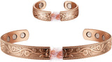 MagEnergy Copper Bracelets for Women for Pain Relief, Magnetic Pure Copper Bracelet Ring Set with 3500 Gauss Magnets, Adjustable Copper Health Jewelry Gifts