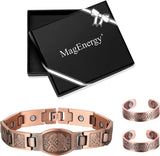 MagEnergy Copper Bracelet for Men for Joint Pain 99.9% Pure Copper Magnetic Bracelet Adjustable Jewelry Gifts with Sizing Tool